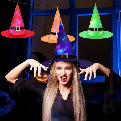 Halloween Witch Hat Party Glowing Wizard Hat Dancing Dressup Halloween Hat LED Festival Costume Props Headwear Kids Cosplay Hat