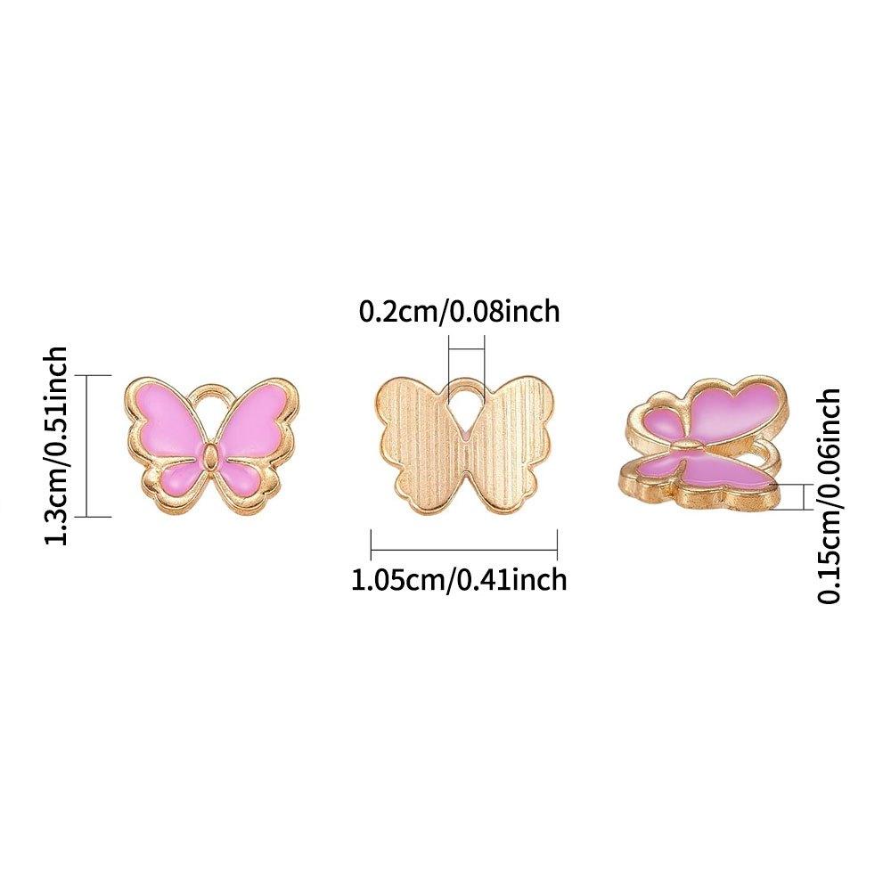 10/20/30pcs Random Colors Alloy Butterfly Charms Gold Plated Enamel Butterfly Pendants for Bracelets Necklaces DIY Making