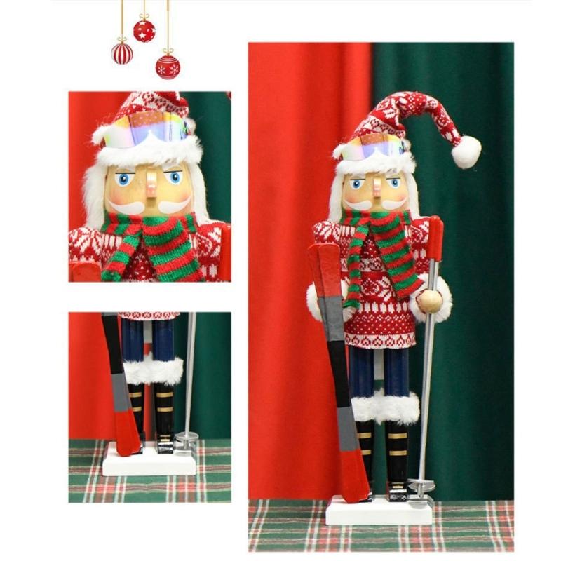 Christmas Nutcrackers Ornament Small Wooden Soldier Christmas Decorations Nutcrackers Figure Ornament for Table Shelf