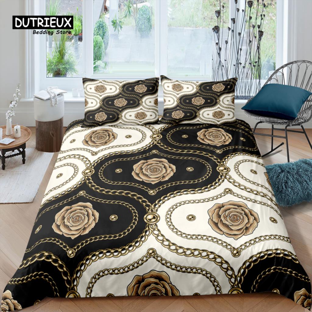 Home Living Luxury 3D White Rose Print Bedding Set Flower Duvet Cover Pillowcase Queen and King EU/US/AU Size Polyester Bedding
