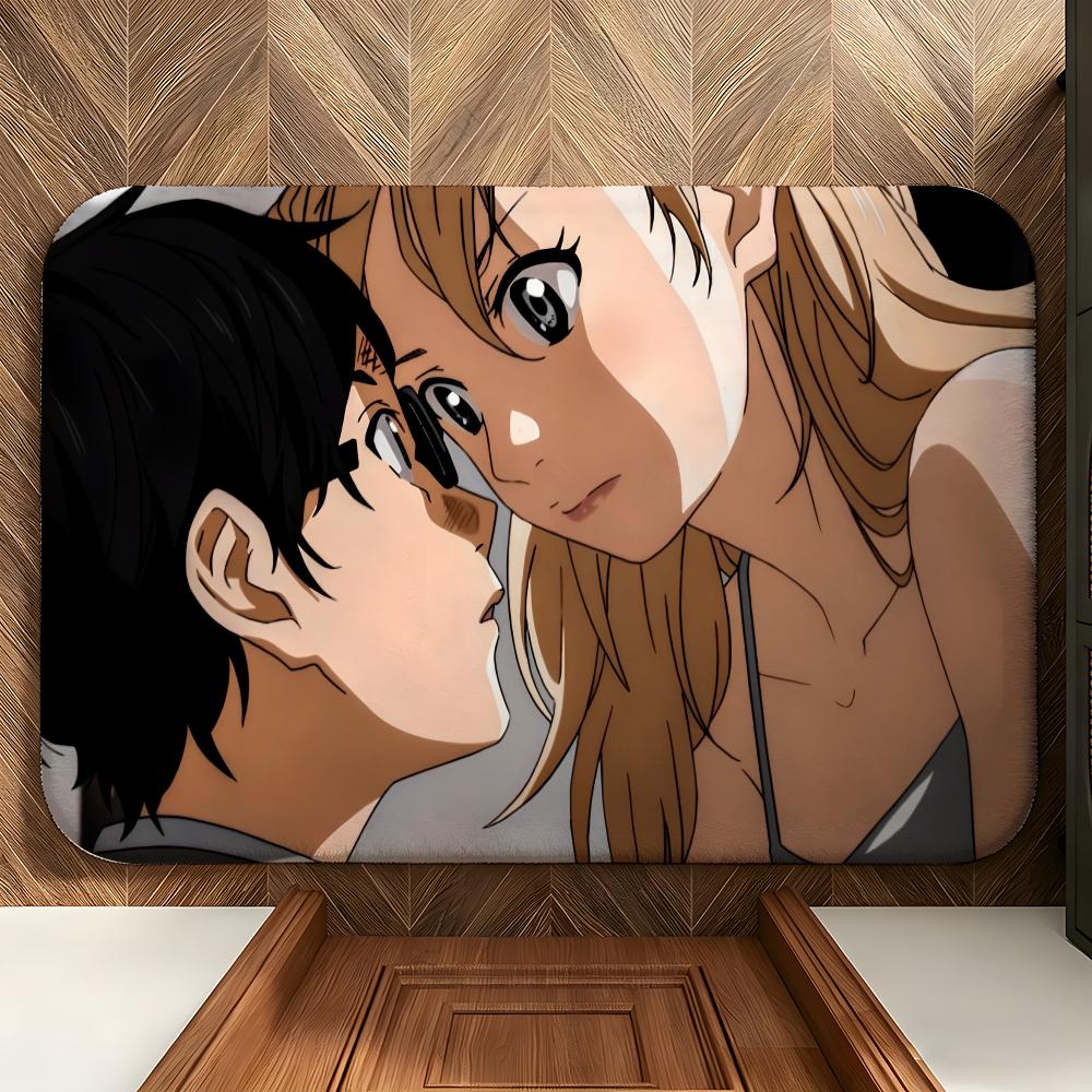 Anime Y-Your Lie In A-April Floor Mat Soft Flannel Floor Mat Suitable for Entryways, Living Rooms, Bedrooms, and Bathrooms