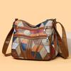 Neue Umhängetasche für Mütter mittleren Alters Patchwork Color-Block Mode Vintage Mehrfachfächer Große Kapazität Pendler-Schultertasche