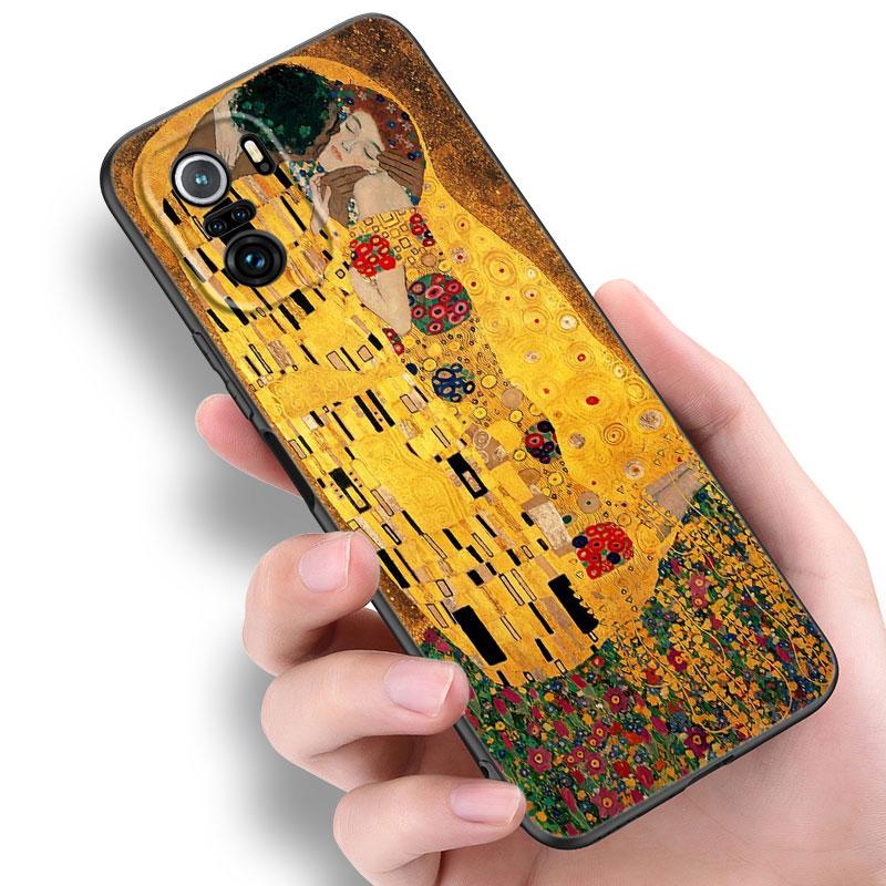 Art Gustav Klimt Black Silicone Phone Case For Xiaomi POCO X3 X4 NFC F5 M3 M4 M6 X5 X6 Pro F3 F4 GT 5G C55 C65 M5