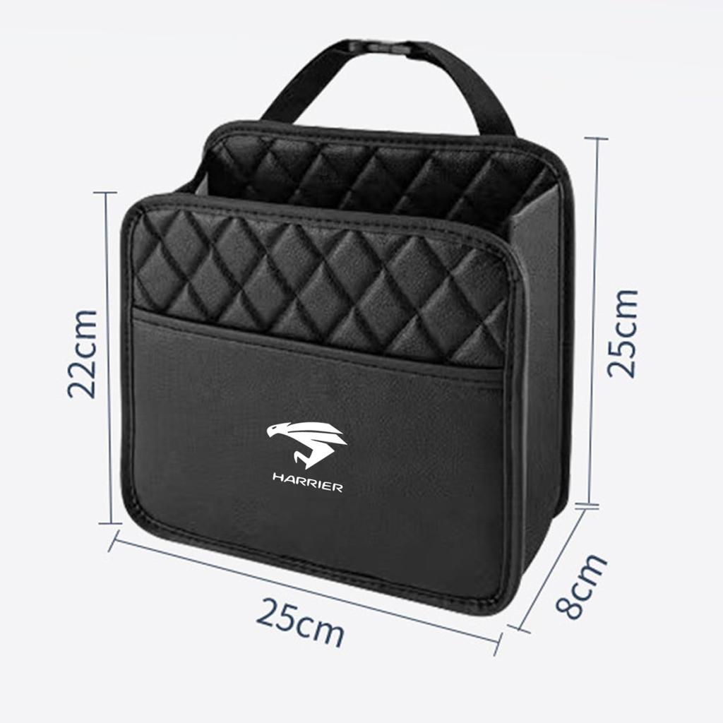 HARRIER Car Seat Back Storage Large Capacity PU Car Interior Small Item Black Pocket, Pouch, Space-Saving, Anti-Drop & Waterproof, Leather, Organizer,