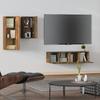 4 Piece TV Cabinet Set Smoked Oak Effect Engineered Wood