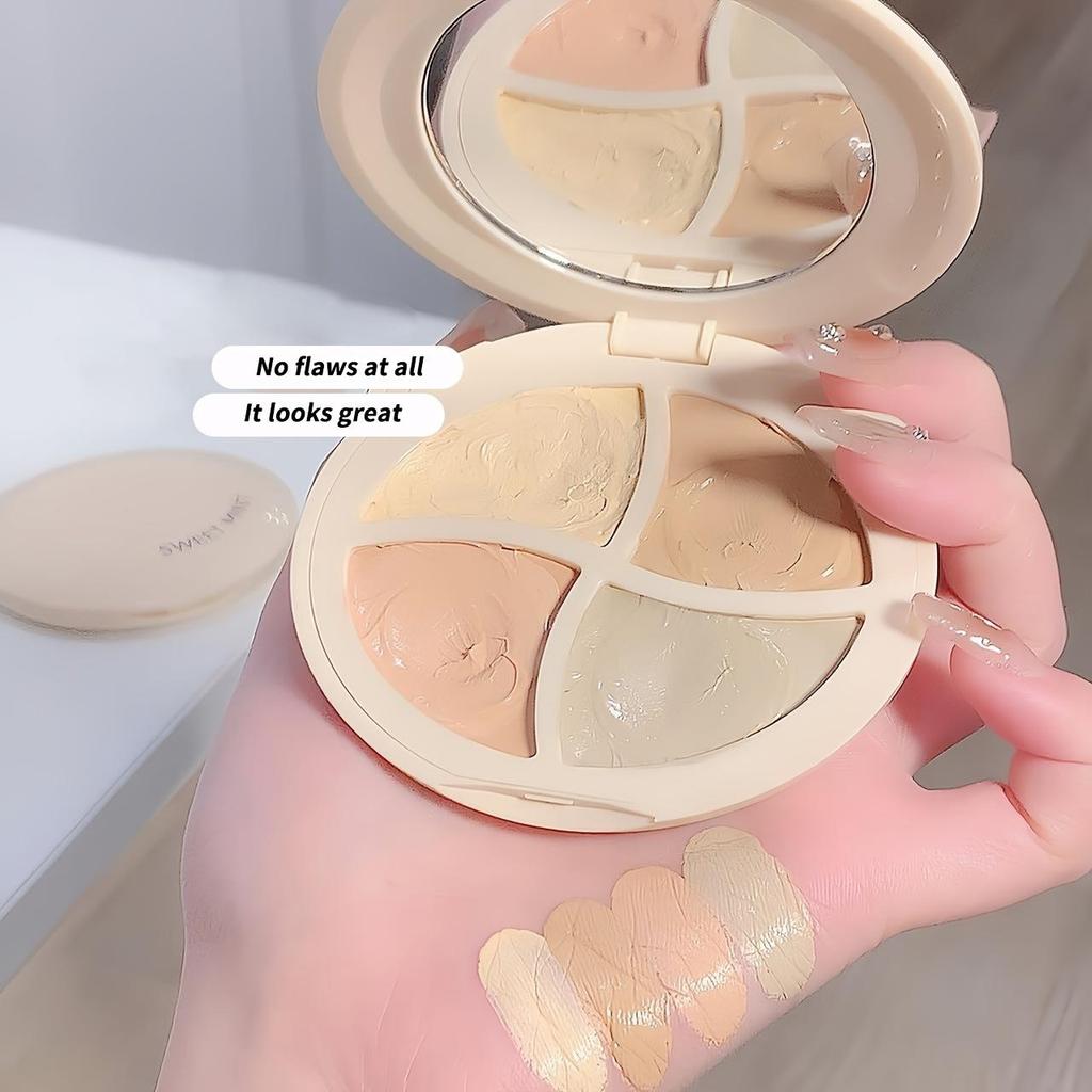 4-χρωμα Ενυδατική Κρέμα Concealer Άψογο Καμουφλάζ & Λαμπερή Λάμψη για Μαύρους Κύκλους, Πλήρης Κάλυψη Easy Contouring All-in-One Foundation