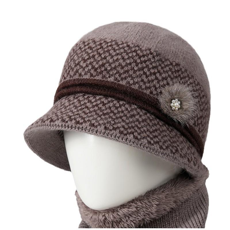Hat Women'S Season Ear Protection Warm Mom Hat Fleece Thick Ear Protection Grandma Grandma Elderly Cotton Hat