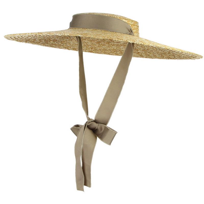 

2022 Womens Summer Hats New Large Brim STRAW HAT Summer Hats For Women Beach Cap Flat Top Sun Hat Straw SUMMER HAT For Women 13 кавовий
