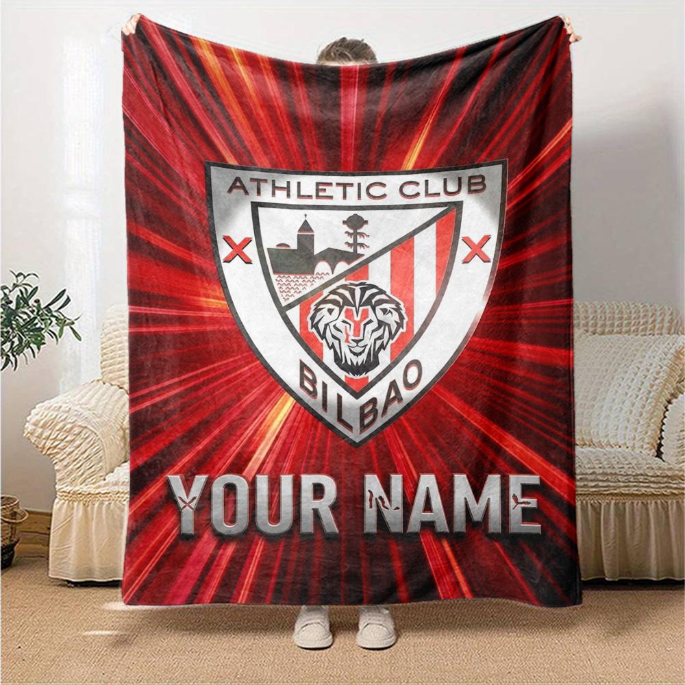 Name Custom Athletic Club Print Flannel Blanket High Quality Warm Comfortable Cover for All Seasons Perfect for Gifts Home Decor