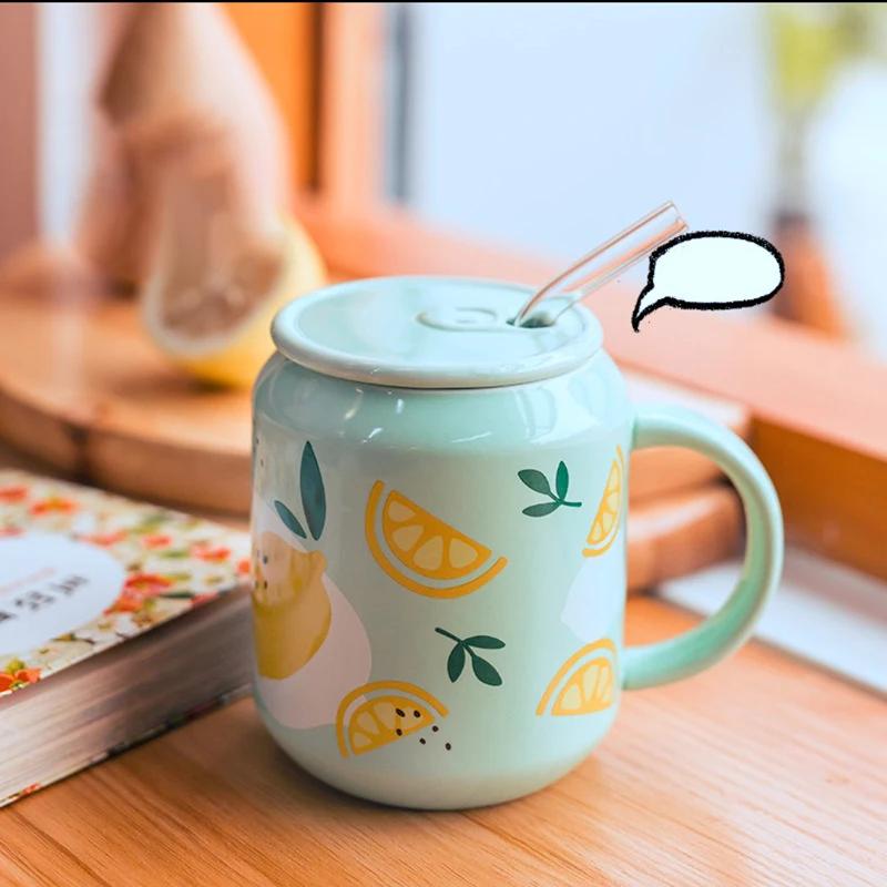 Glass Straw Mug Ceramic Beer Mug Coffee Cups and Mugs Drinkware Cup for Coffee Beautiful Tea Mugs Original Funny New Year Cute