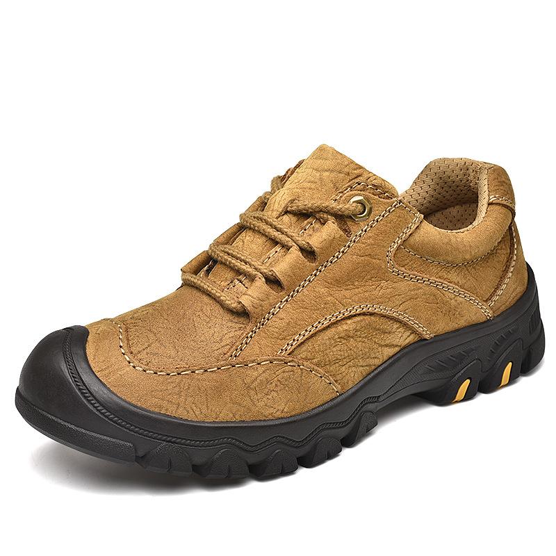 Youth Sports Casual Shoes Men's First Layer Frosted Cowhide Middle-Aged Soft Bottom Outdoor Mountaineering Travel Shoes Men's Genuine Leather