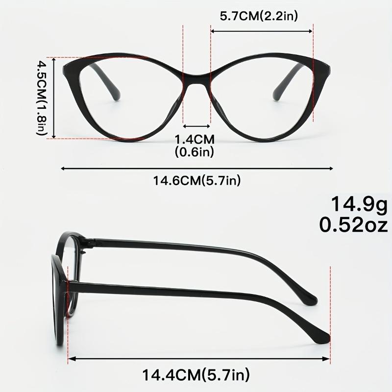 4PCS Cat's Eye Fashion Glasses Transparent Lens Women's Decorative Glasses Fashionable Daily Wear
