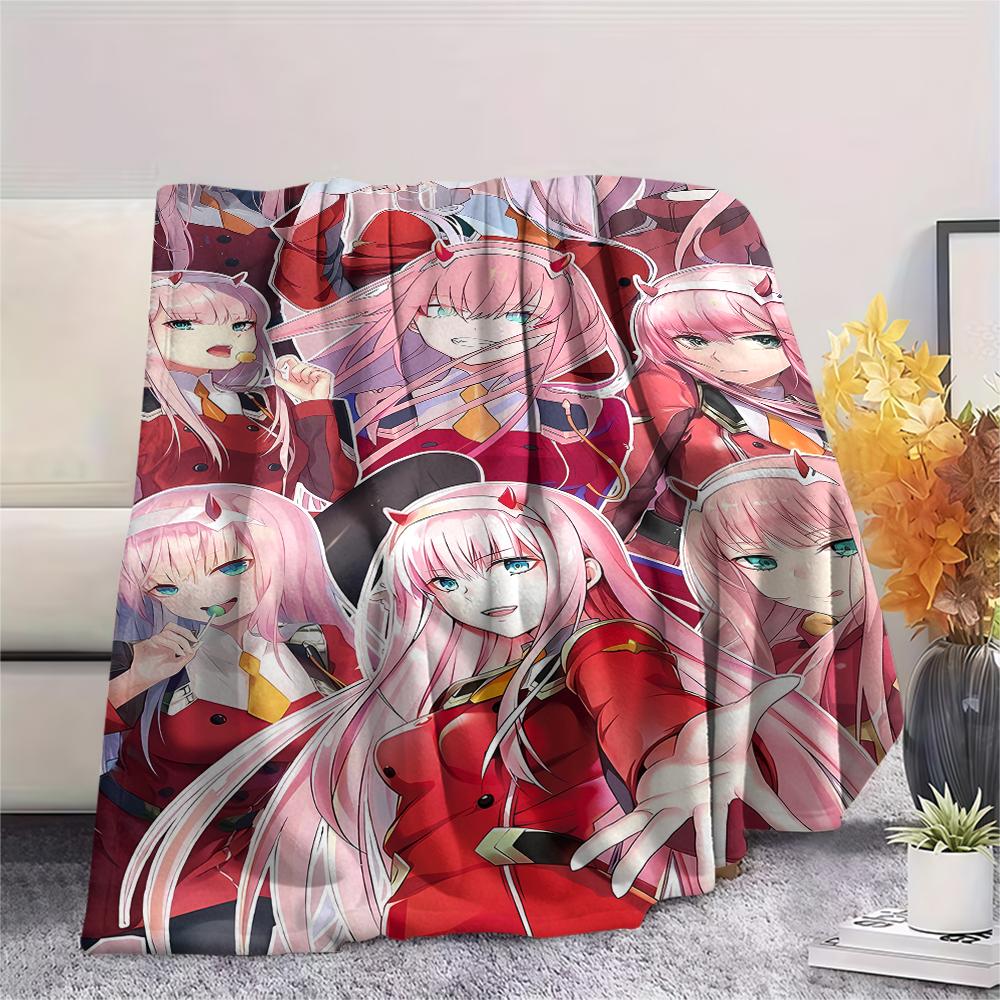 1PC DARLING In the FRANXX Zero Two Print Flannel Blanket, High Quality All Seasons, Home Decor, Warmth and Comfort, Perfect for Christmas Gifts