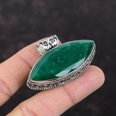 Faceted Zambian Emerald Pendant 925 Sterling Silver Pendant Gemstone Vintage Pendant Ethnic Style Jewelry Wedding Gift Handmade Boho Pendant