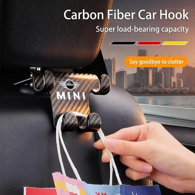 Carbon Fiber Portable Car Seat Back Hooks For MINI JCW Cabrio Cooper Countryman Aceman Clubman Coupe Paceman Roadster Hub Cap