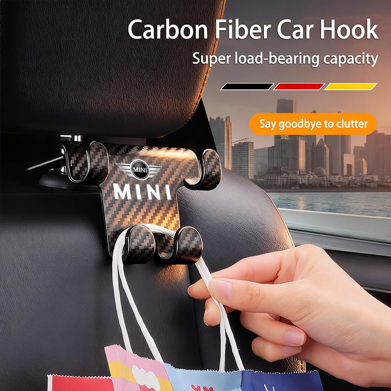 Carbon Fiber Portable Car Seat Back Hooks For MINI JCW Cabrio Cooper Countryman Aceman Clubman Coupe Paceman Roadster Hub Cap
