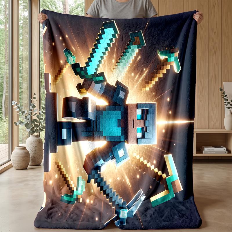 Game Theme Blanket Soft Flannel Blanket Plush Throw Blanket Cozy Sofa Bed Blanket for Home Decor