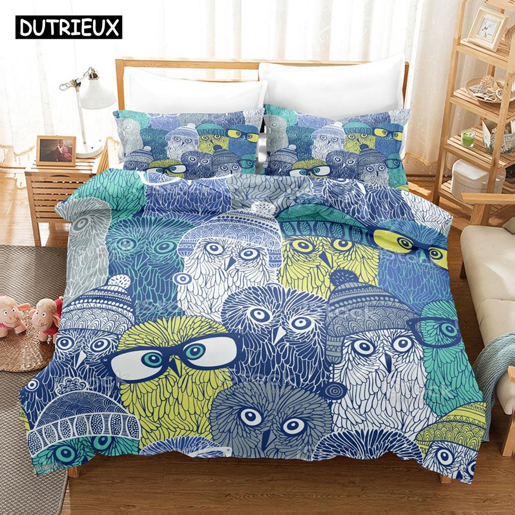 3D Design Printed Watermelon Parrot Owl Art Design Bed Cover Collection Down Quilt Cover With Pillowcase Full Size SIngle King Dimension