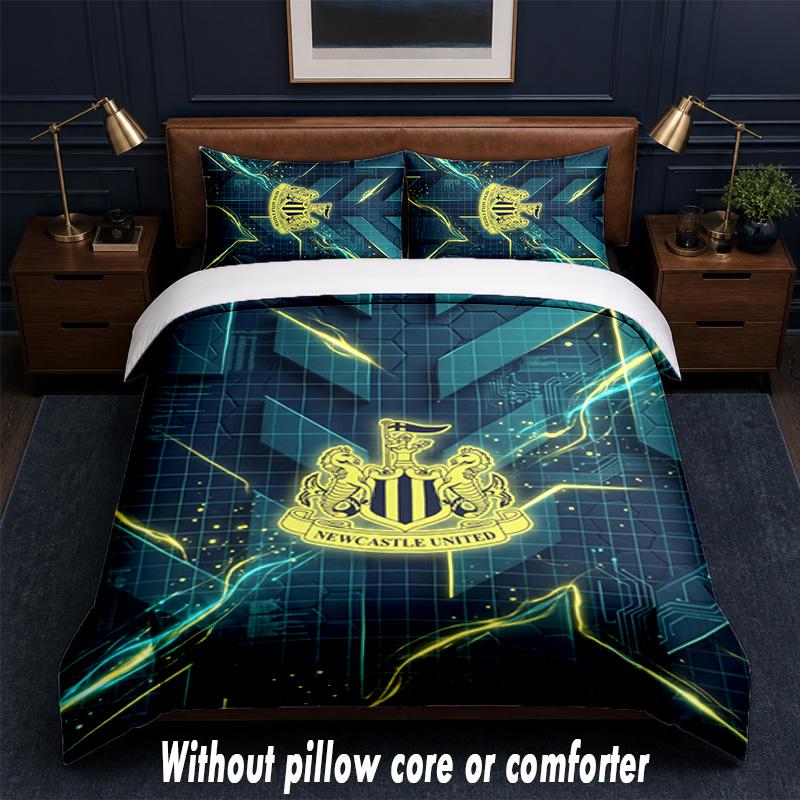 Newcastle United Football Design Bed Bedding Set 1 Duvet Cover + 2 Pillowcases Soft Breathable Household Bed Linens