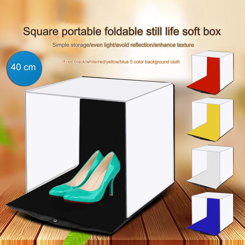 

40 см портативный софтбокс для натюрморта, мягкий световой короб для ювелирной фотографии с 5-цветной фоновой тканью