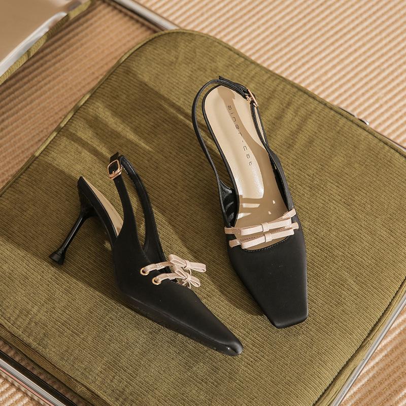 

79906 [sheepskin] square head high heels women s summer 2025 new bag head thin heel empty temperament sandals 39