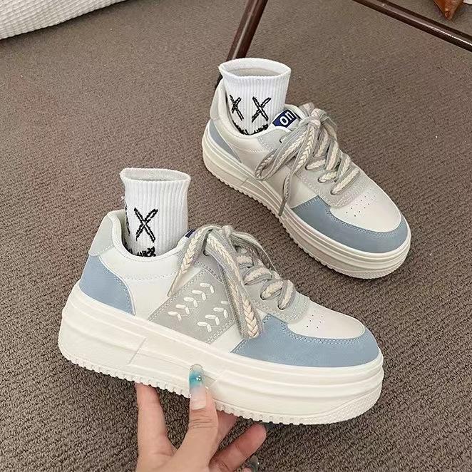 Platformové muffin boty dámské podzimní nové ležérní všestranné sportovní plátěnky s vnitřním zvýšením výšky