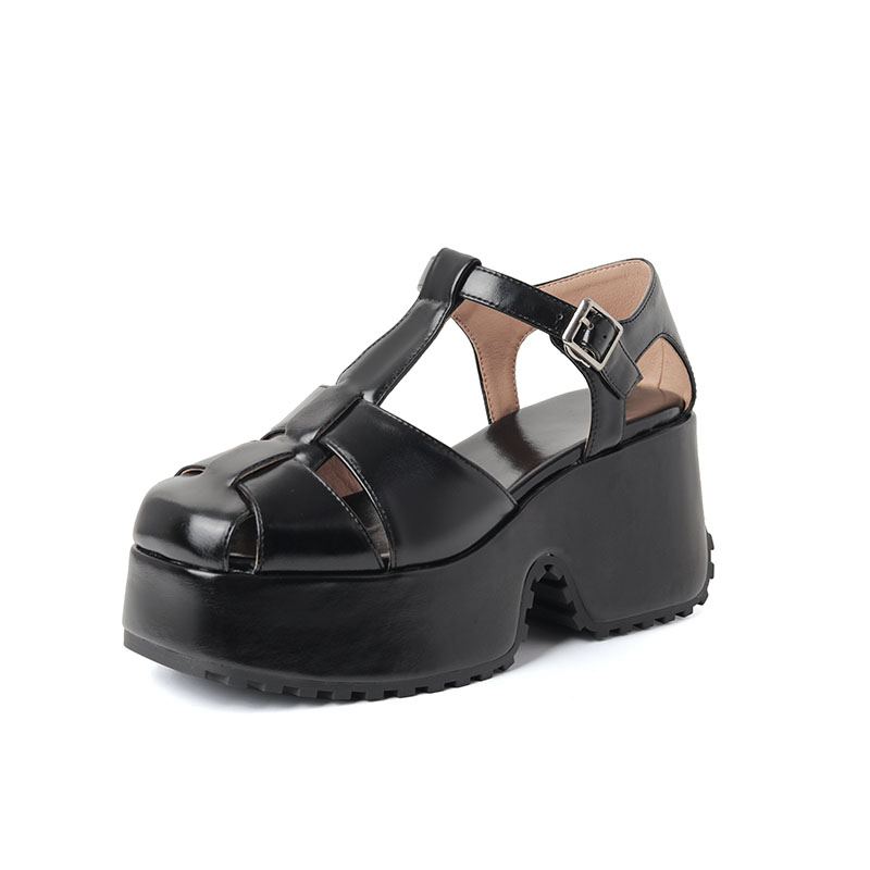 

Krazing Pot Polyurethane Spring Summer Size 43 Size 42 Prints Women Platform Women Round Toe Buckle Straps Waterproof Sandals 35 чёрный