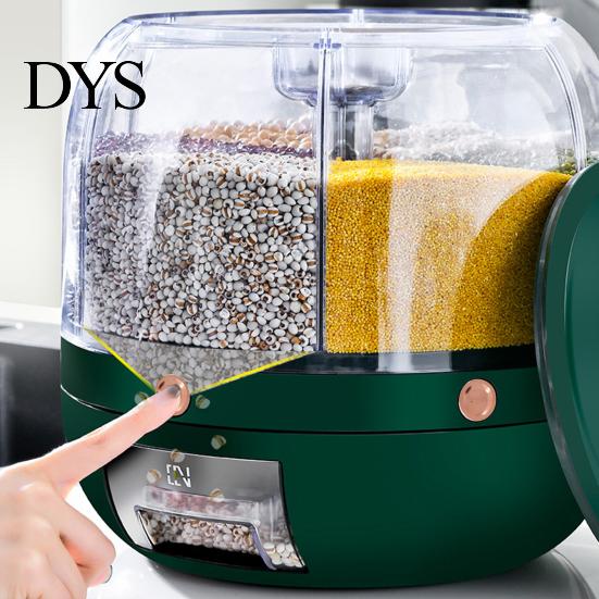 Rotating Grain Organizer Storage Holder Large Capacity One Button Opening Good Sealing Container Food Grade Detailed Division Design Jar Kitchen