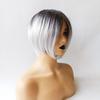 Peluca de mujer de pelo corto, estilo europeo y americano, de fibra química, con cambio gradual de color, color negro y gris, estilo bobo, peluca de pelo corto y liso.