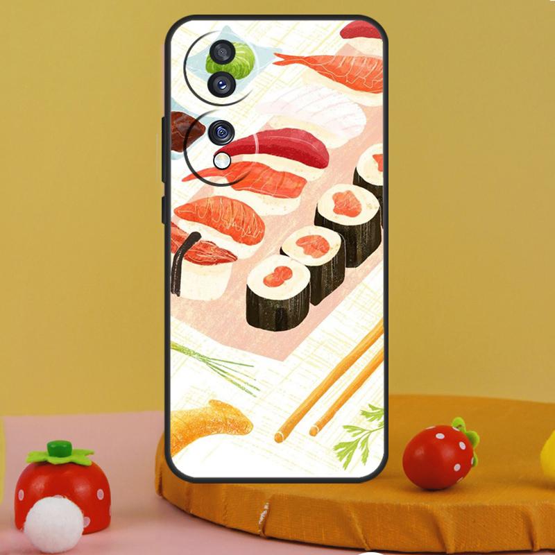 Kawaii Sushi Pattern Case For Honor 200 Pro X9c X9a X8a X7a X6a X7 X8 X9 X8b X9b 50 70 90 Magic 5 6 Lite Cover