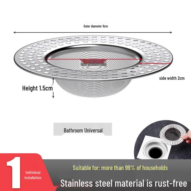Stainless Steel Floor Drain Hair Catcher for Kitchen and Bathroom Sinks