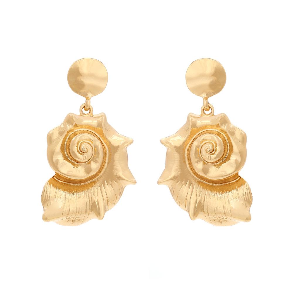 

Metal Conch Shell Geometric Dangle Earrings for Women New Trend Classic Design Zircon Party Accessories