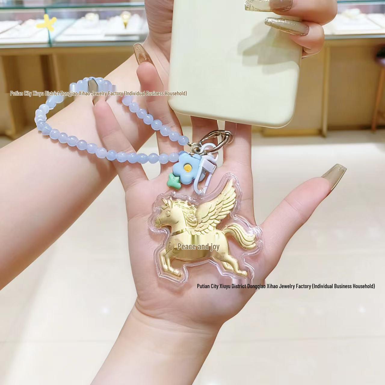 

Брелок Принцесса Пегас из чистого золота 999 пробы, подвеска для сумки Including Gold