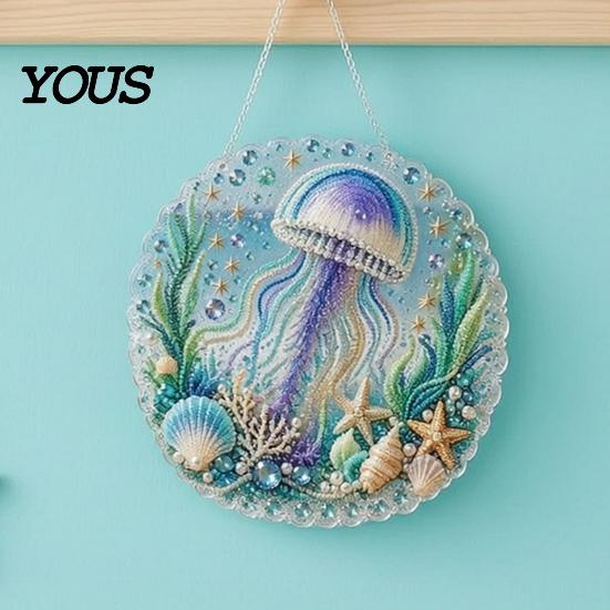 DIY Mosaic Craft for Adults Coastal Faux Pearl Painting Kit, Ocean Theme Art Stress Relief Creative Activity Sparkling Sea Animal Ornament