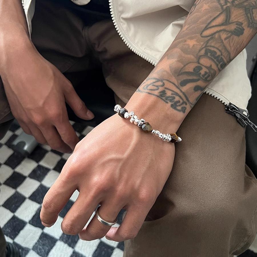 Retro Montage Fragments Beaded Bracelet For Men Stainless Steel Bracelet New Chinese Style Designer Zircon Unisex Accessories