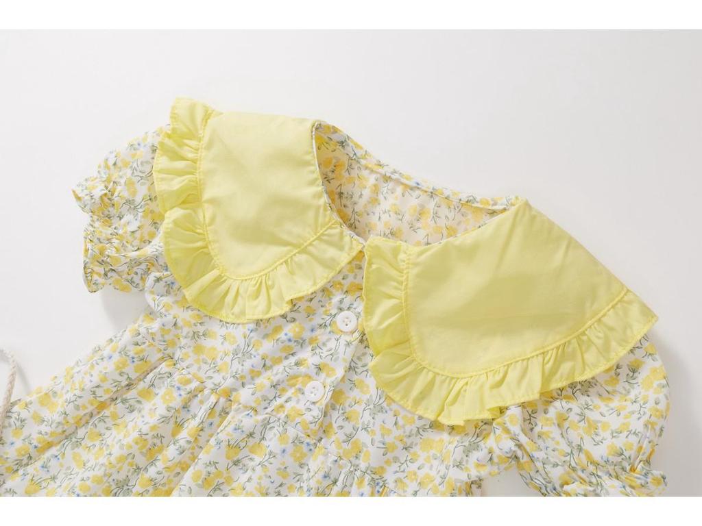 Girls' Floral Summer Dress 2025: Korean Mori Style with Bag - Trendy Pastoral Fashion for Kids
