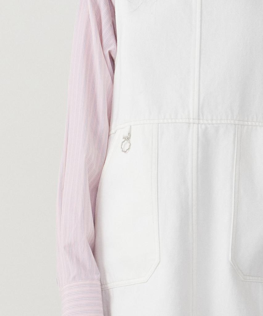Covernat Woman Suspender Denim Dress Ivory