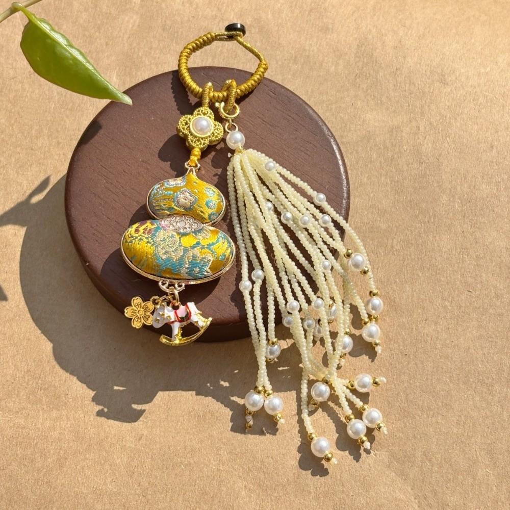 Horse Chinese Traditional Key Chain Luxury Embroidered Cat Key Ring Brocade Gourd Pendant Daily