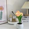 1pc Tulips Flower Night Light For Room Decor LED Charging Flower Potted Night Light Cute Small Tulips Bedside Lamp