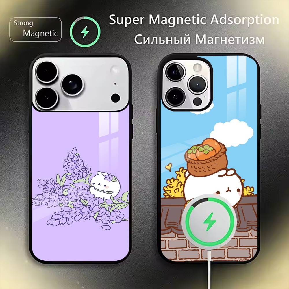 Cartoon M-Molang Phone Case For iPhone17,16,15,14,13,12,11 Plus,Pro Magnetic with Magsafe Wireless Charging
