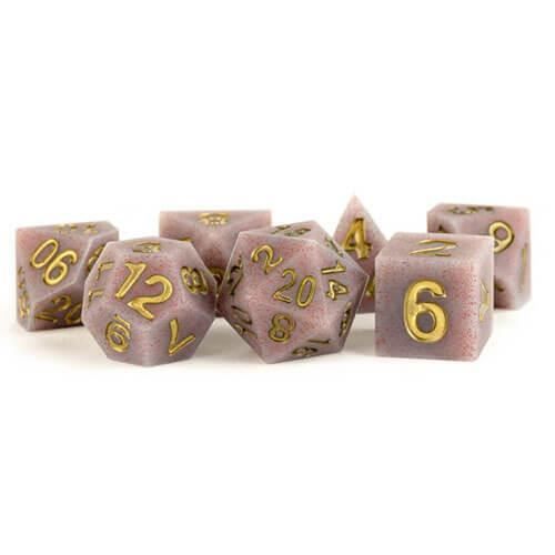 MDG Sharp Edge Silicone Rubber Dice Set - Volcanic Soot