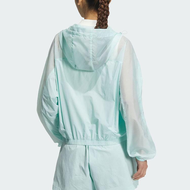 Adidas Woven Zip Hooded Jacket Women Outerwear Light-Blue JN6656