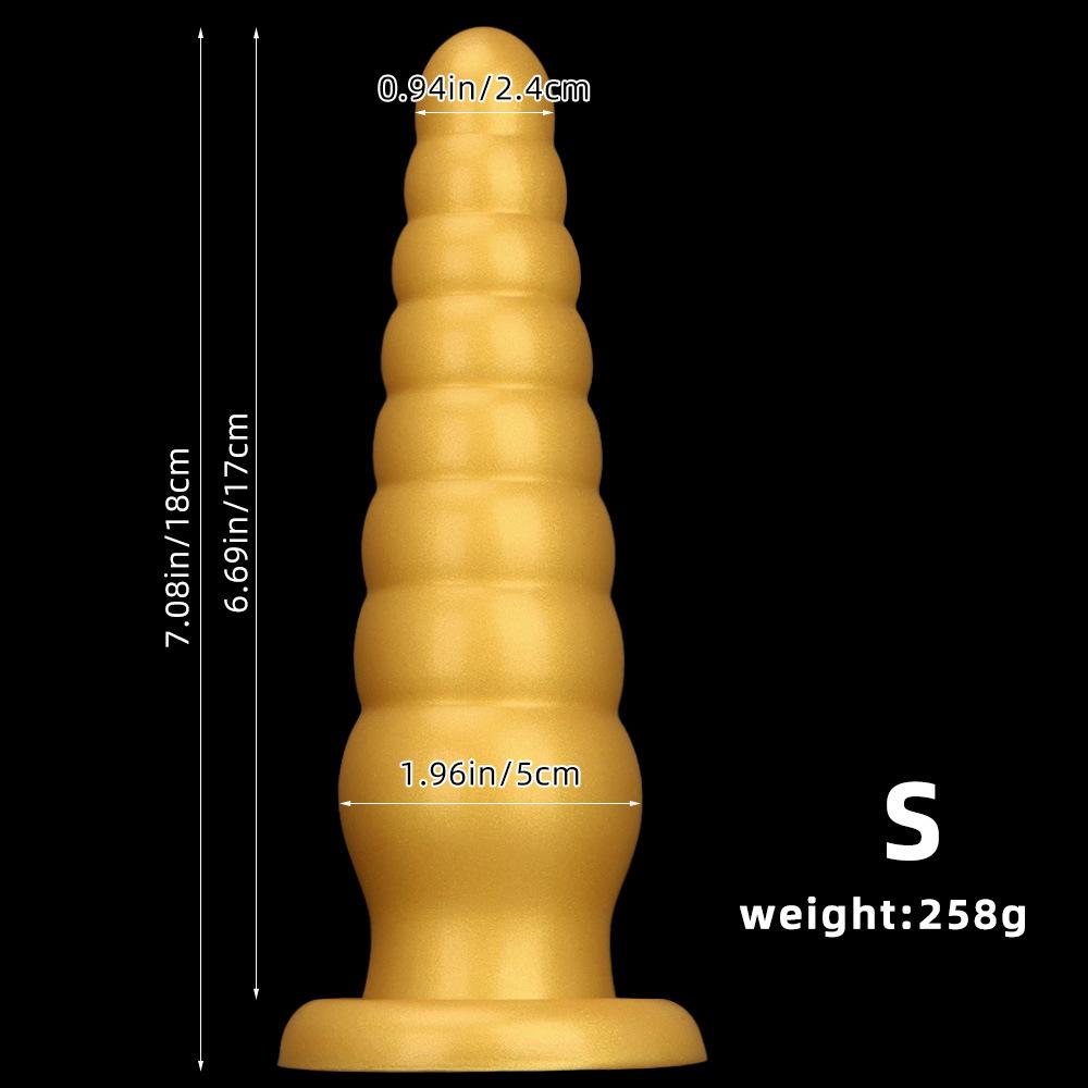 Golden Silicone Pointed  Oversized Anal Plug Suction Cup  Anal Sex Product  Erotic Chrysanthemum Extra Large and Thick