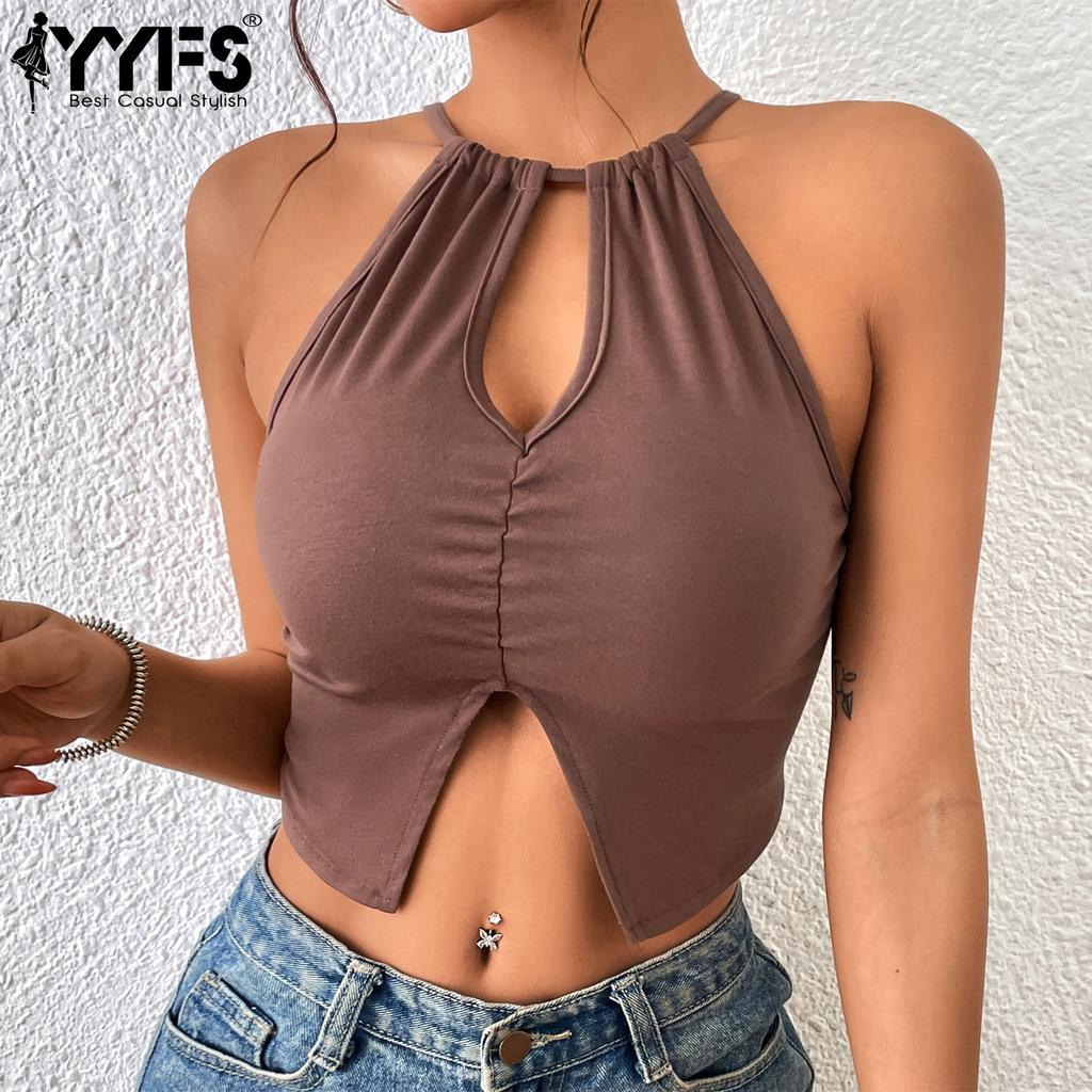 YYFS Dámská móda Ležérní Jednobarevný potisk tílka Sexy štíhlá trička a topy Camis a tílka