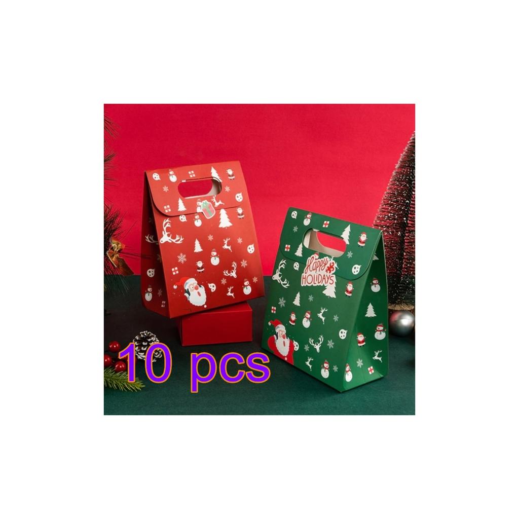 Kraft Paper Bag Christmas Packaging Gift Paper Handbag Santa Claus Snowman Pattern Merry Christmas Home Party Decor Candy Bag