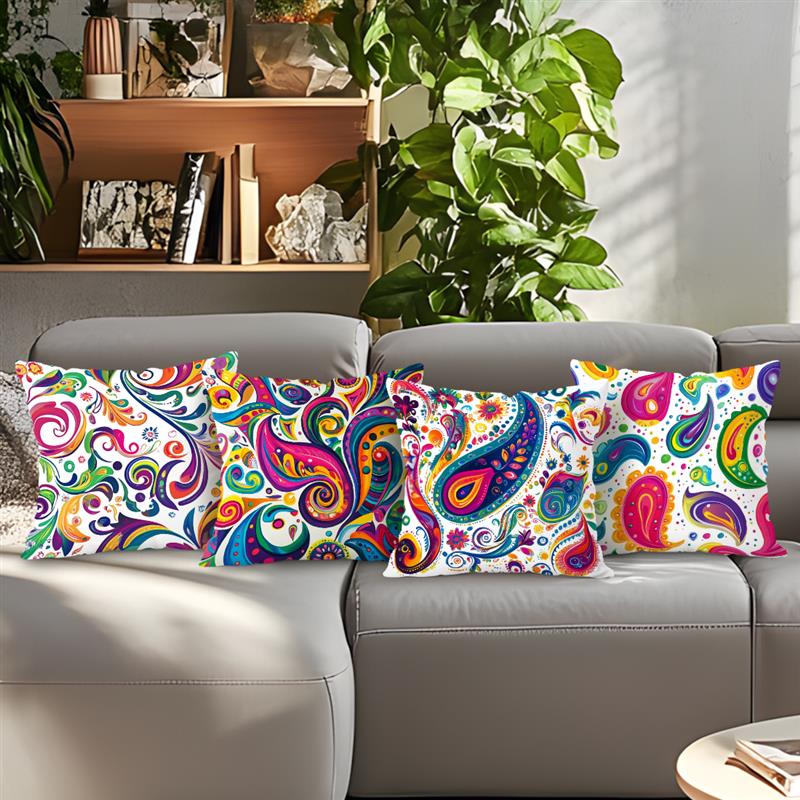 Paisley Pattern Cushion Pillowcase Printed Polyester 45X45Cm Throw Pillow Cover Decorative Sofa Cushion Pillowslip Home Decor