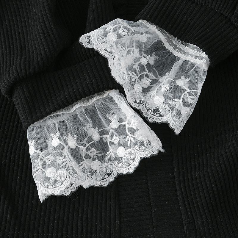 Simple Wrist Cuffs Wristband Elegant Shirt False Cuffs for Sweater Lace Detachable Sleeved Horn Cuffs Embroidery Accessories