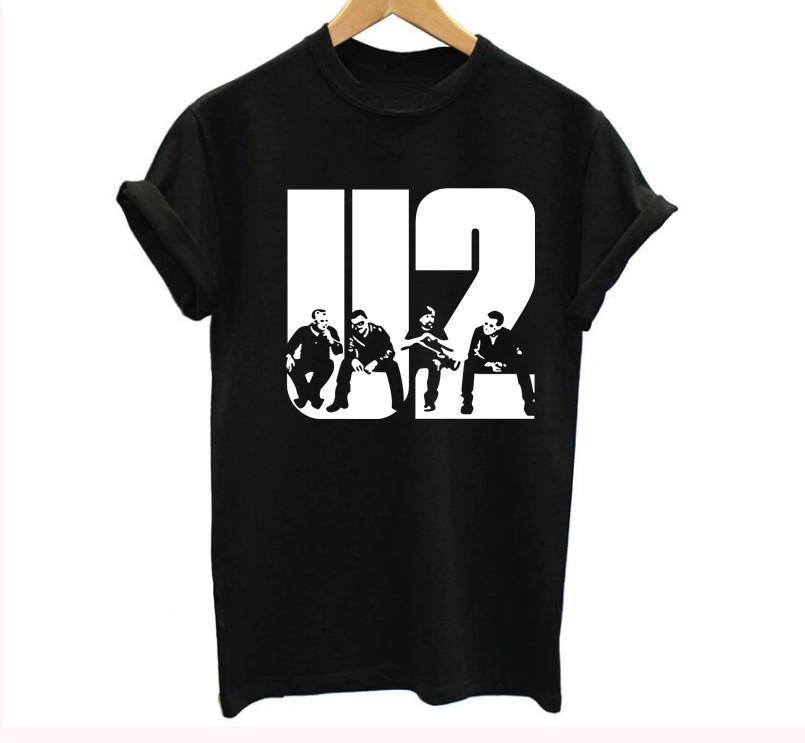 Vintage Members Of U2 Band Short Sleeve Cotton Black All Size Unisex Shirt C190 XL