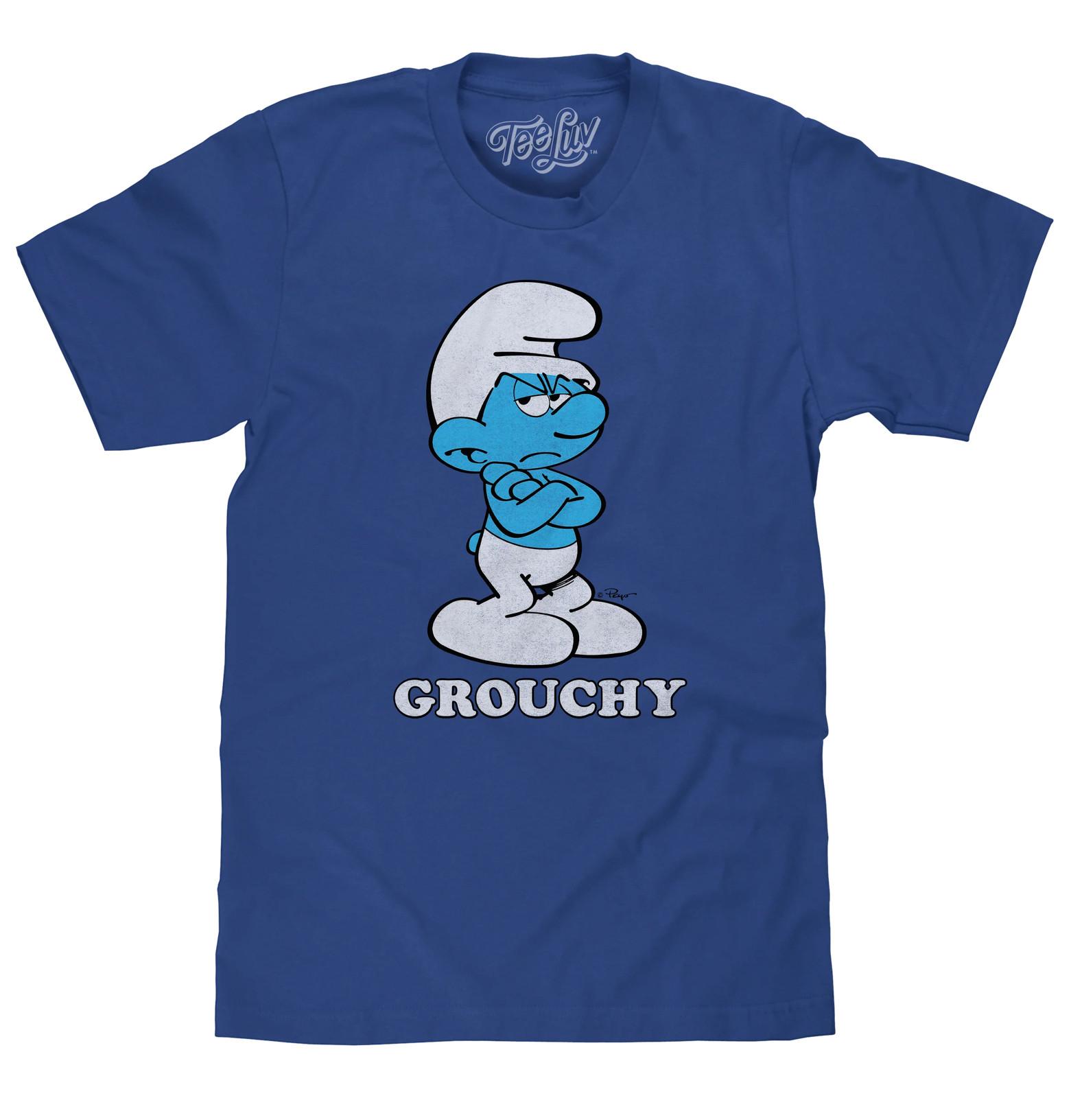 Retro Grouchy Smurf Mens T Shirt Royal Blue L