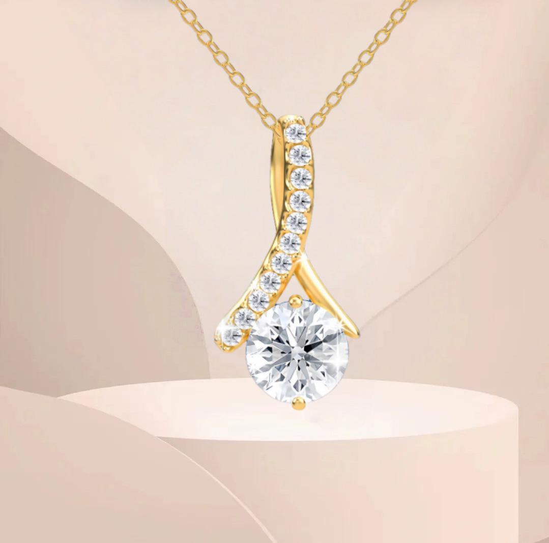 Очаровательное подвесное ожерелье с бриллиантовой микроинкрустацией – Свежая, Прелестная и Модная костяная цепочка